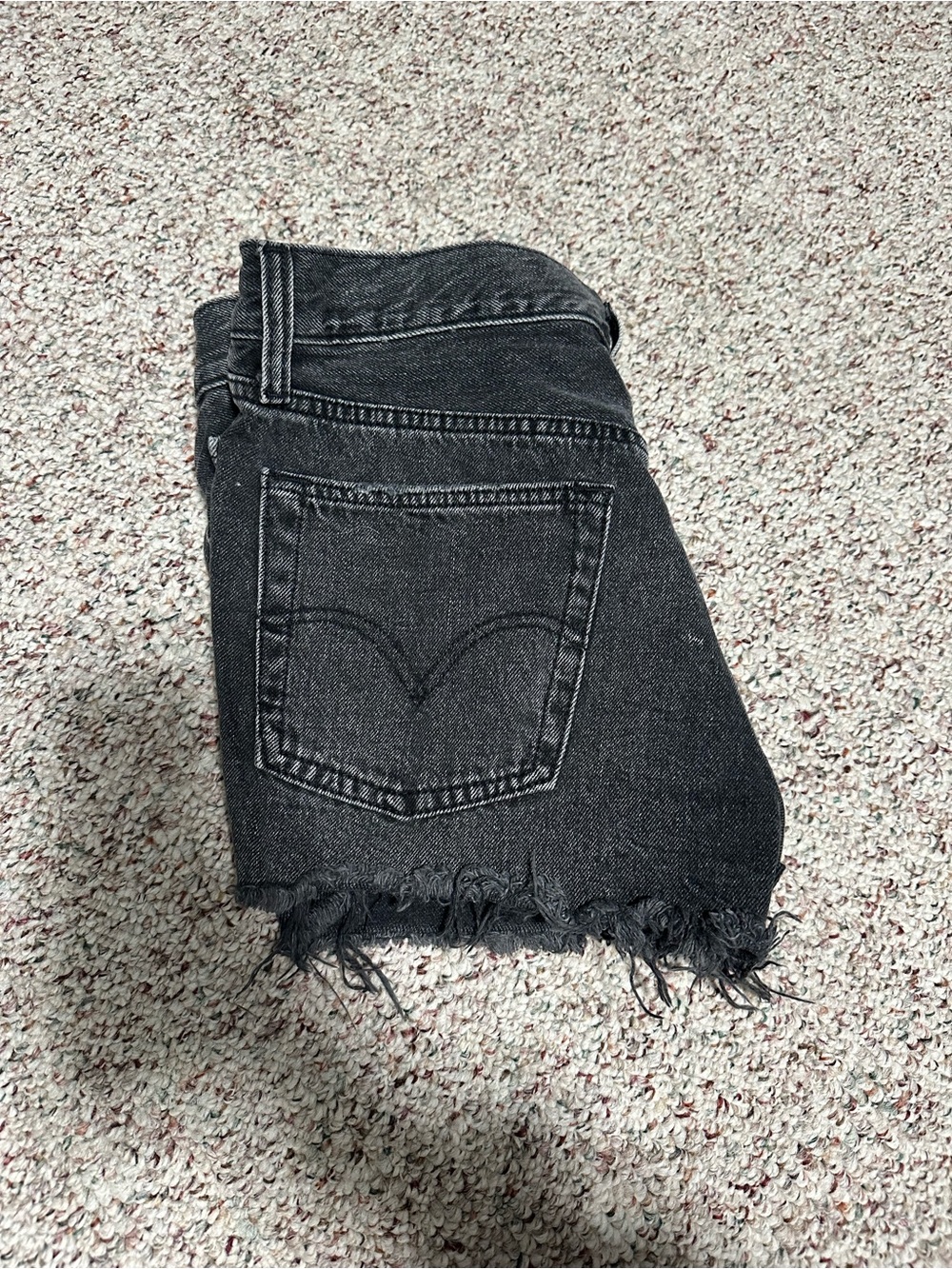 Levi's Black Frayed Hem Denim Cutoff Shorts